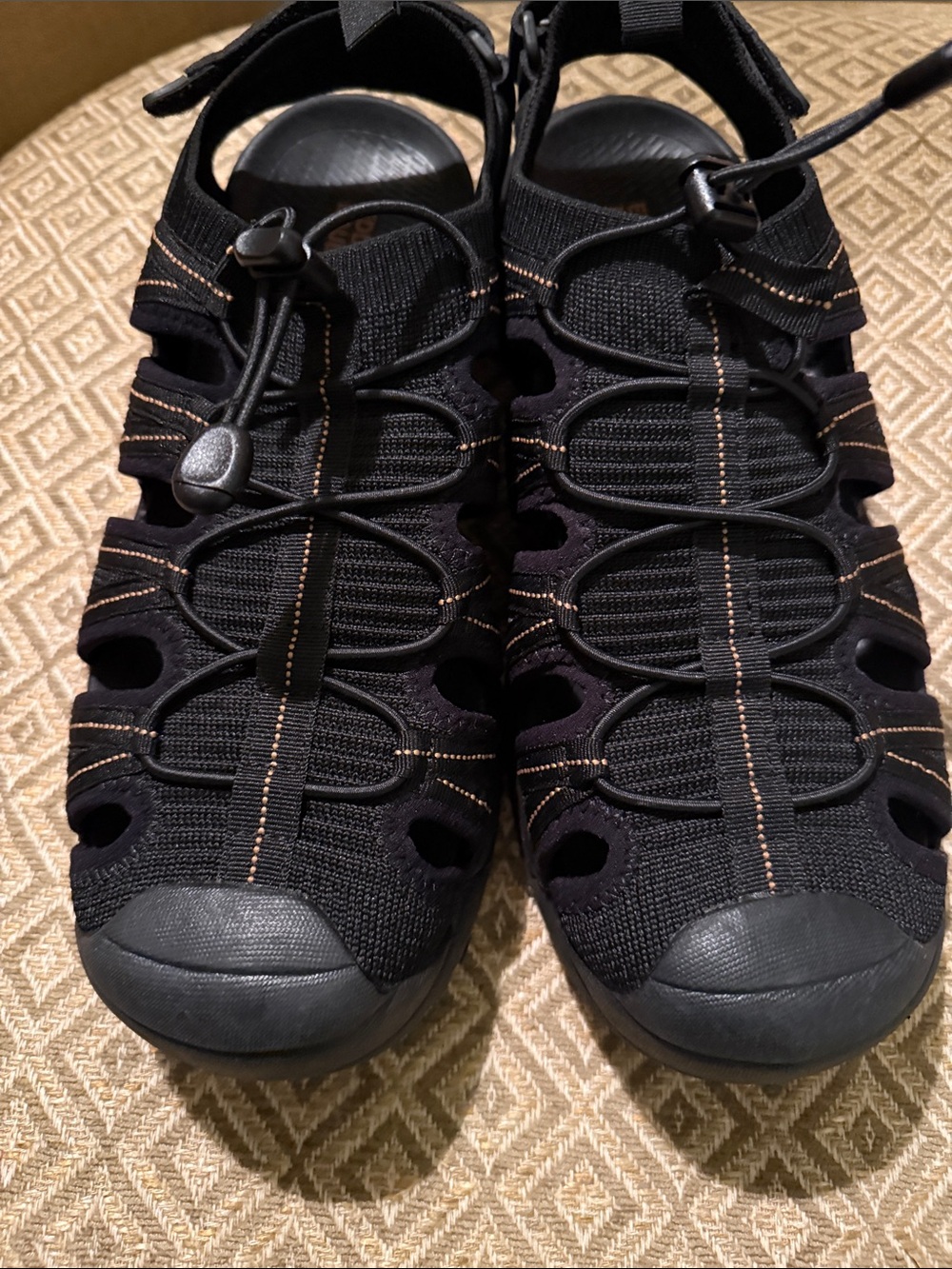 Eddie Bauer Black Sport Sandals with Tan Stitching